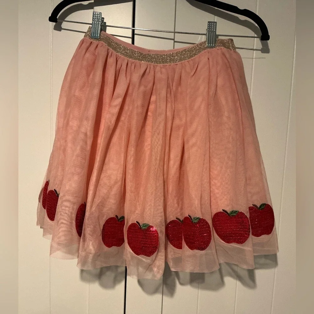 Gymboree Girls Pink Apple Sequin Tulle Tutu Skirt Top Outfit Set Size‎ 12
